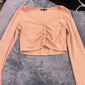 Coral long sleeve crop top